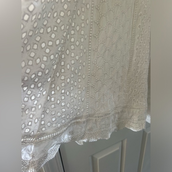 Roolee White eyelet lace v neck short sleeve midi dress women’s size M medium - Picture 2 of 7